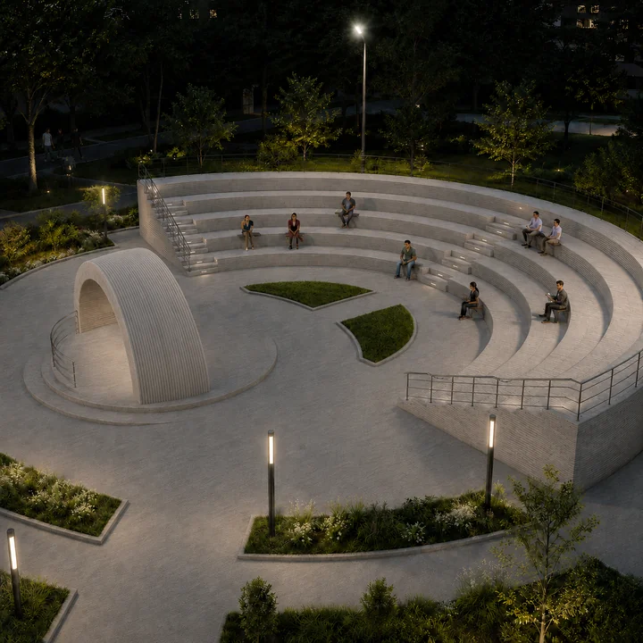 Amphitheatres and skateparks
